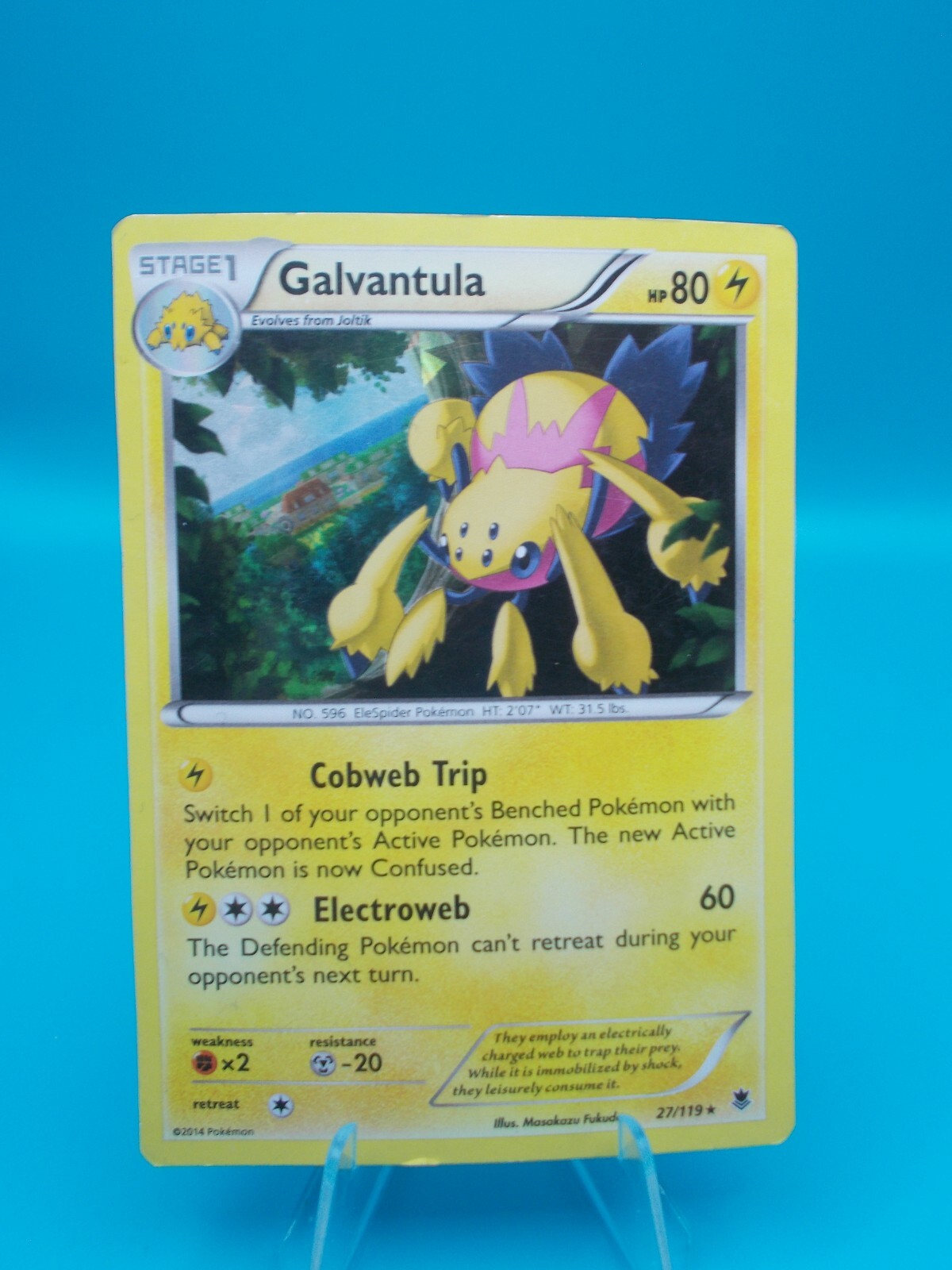 2014 Light Play LP Pokemon Galvantula Phantom Forces 27/119 Cracked Ice Holo
