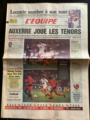 L’Equipe Journal N°1441 – 8 Décembre 1992 : PSG / AUXERRE (Très Bon état, Édition Originale)