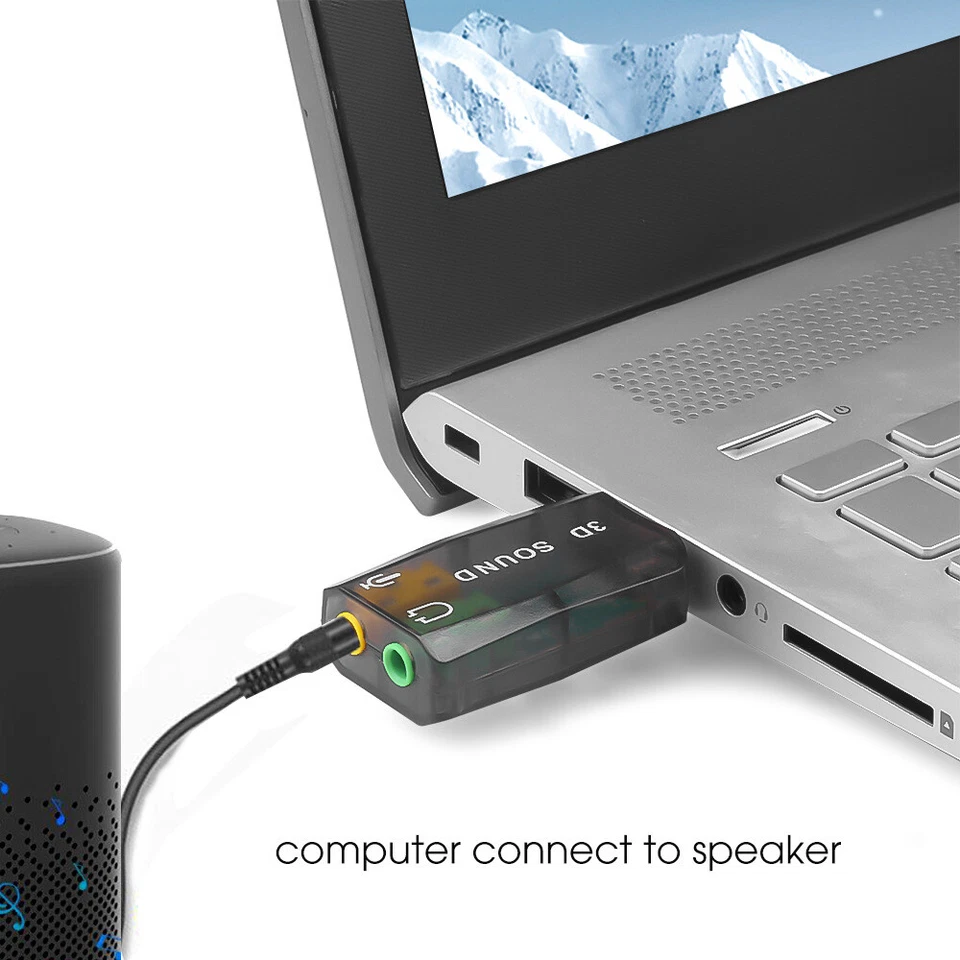 Sound Card 3D Mic Speaker Virtual Audio Adapter External 5.1 Channel for Laptop - Image 3 of 4