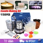 Electric Candle Making Kit Wax Melter Pouring Pot Soy Wicks Thermometer DIY 160P
