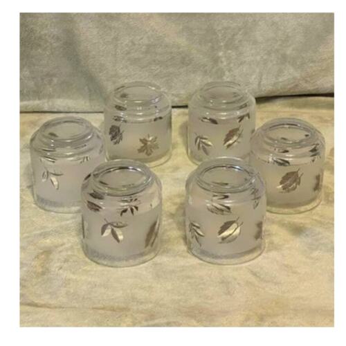 Vintage Libbey mattiert Silber Blatt Folie Set (6) 8oz Steine Gläser - Bild 2 von 6