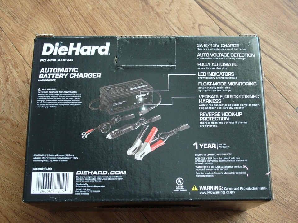 DieHard 6V/12V Automatic Battery Charger/Maintainer, 71219, NEW eBay