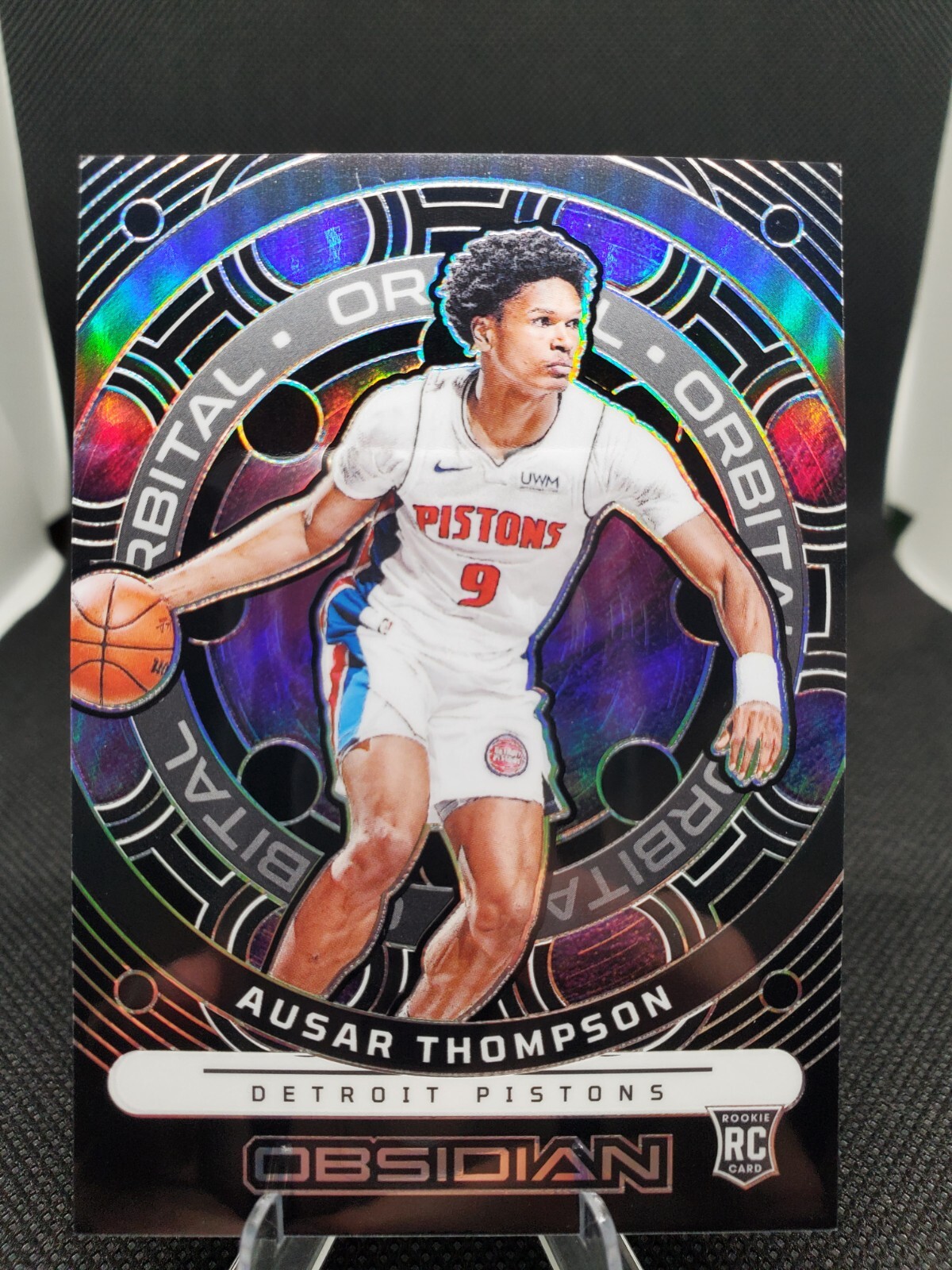 2023-24 Panini Obsidian Ausar Thompson Silver Etch Orbital Rookie 82/99 Pistons