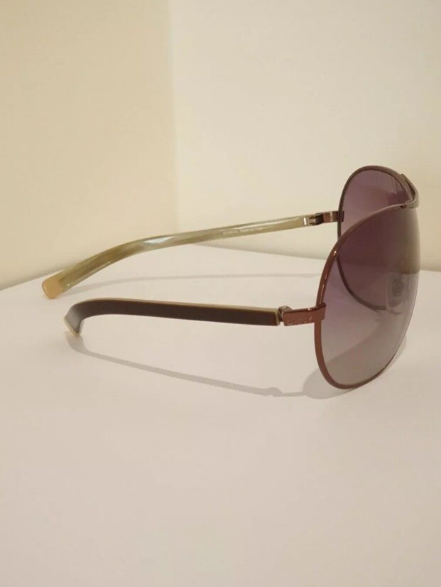 DKNY Brown Gold Sunglasses Shield Aviator Style Eyewear Lens DY5014 w