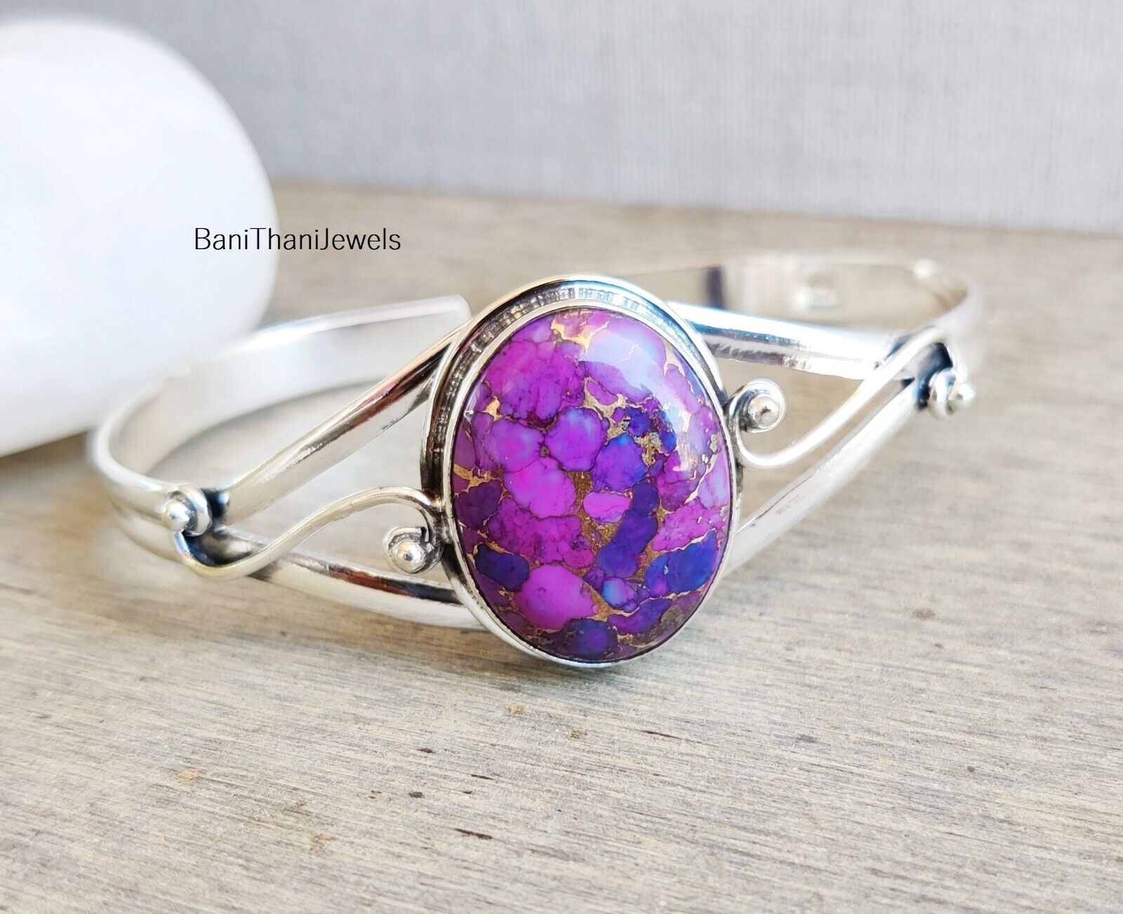 Purple Turquoise Bangle, Turquoise Bracelet, Adjustable Bangle, Silver Jewelry eBay