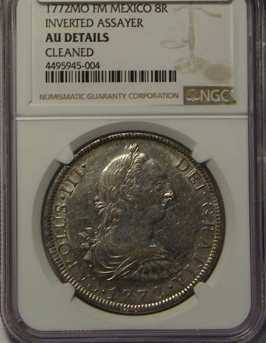 1772 FM 8 Reales NGC AU (cleaned)