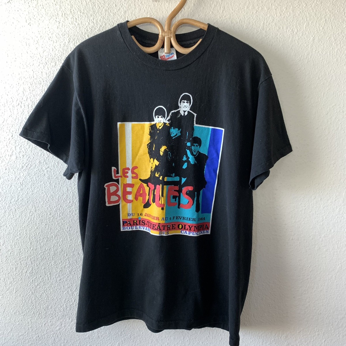 Vintage 90s Les Beatles Band T Shirt Lennon Music Rare Art Paris 