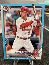 2021 Bowman Nolan Gorman Sky Blue Paper Prospect #'ed 21/499 base