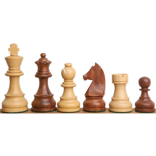 3.9" Championship Chess Set Combo - Pieces in Golden Rosewood with Board and Box - Picture 2 of 14