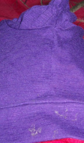 GIRLS FEATHERS PURPLE CROPPED SHRUG SHORT CARDIGAN COVER SWEATER Sz Medium - Picture 5 of 5