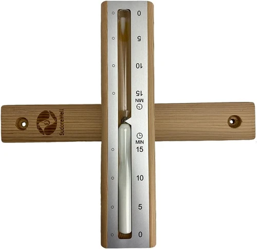 SudoreWell® Sauna Sanduhr Exklusiv Alu Silver 15 Minuten aus Kiefernholz