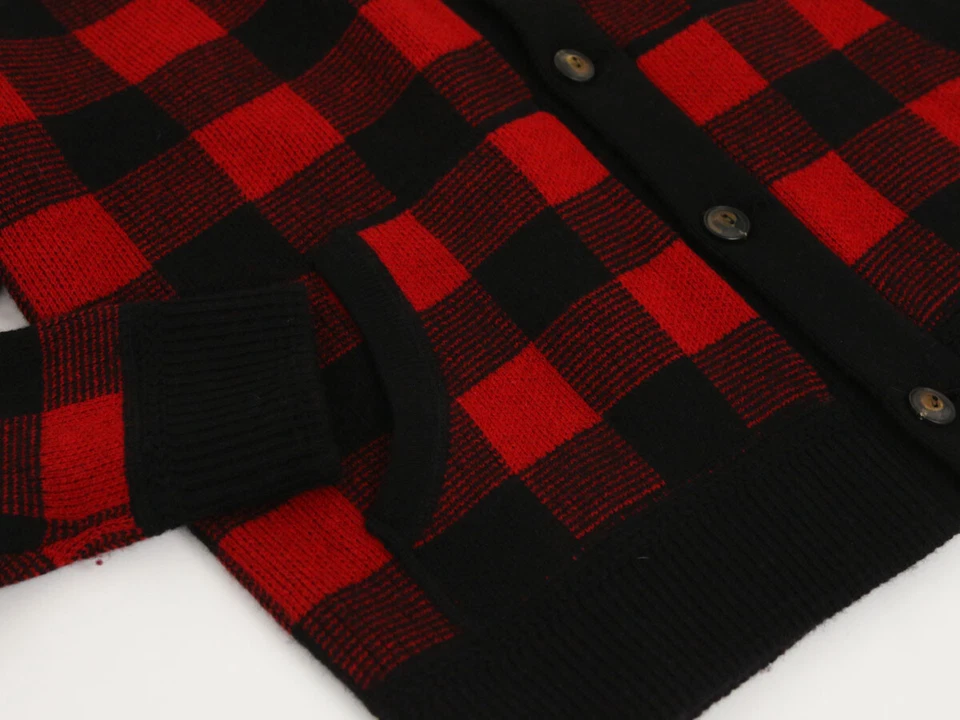 Polo Ralph Lauren Mezcla de Lana Chal Cárdigan Suéter - Cuadros Cuadros Rojo/Negro - Foto 3 de 3