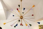 Lampadario Huge A Bracci Conici Multicolore In Ottone A 24 Luci