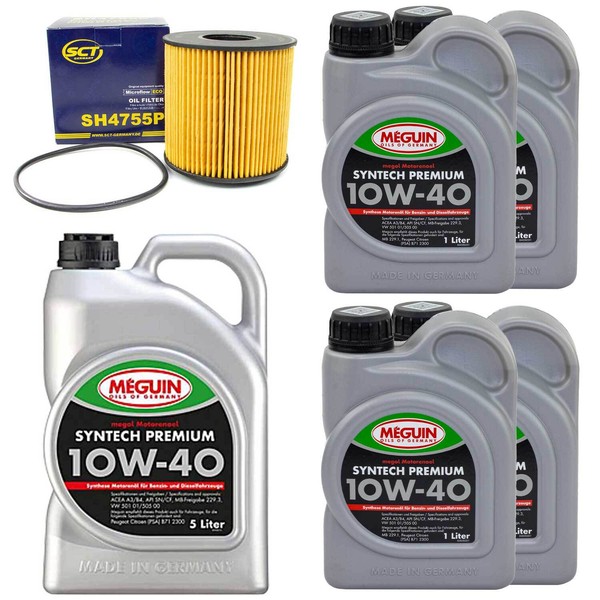 MotoröL Set Syntech SAE 10W-40 Meguin 9 Liter + ÖLfilter FüR Nissan Opel 2.2 2.5-image