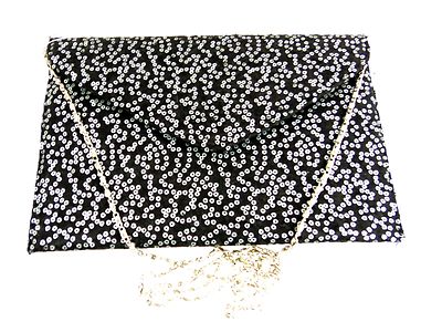 LA SERA by Franchi Envelope Clutch Chain Strap Charcoal Silver NWT $95