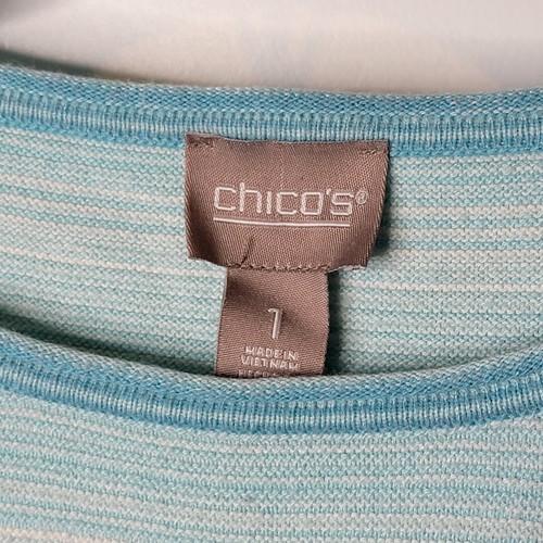 Chicos Strickpullover Shirt Damen Gr. 1 mehrfarbig gestreift Rundhals Pullover - Bild 7 von 7
