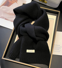 100 wool long scarf 160 20cm solid color knitted warm neck protection scarf