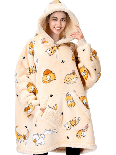 SYNCFUN Wearable Blanket Hoodie - Oversized Soft Sherpa Fleece-Lightning Deals