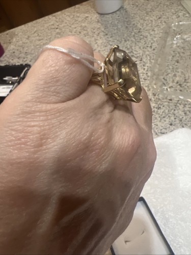 Anello vintage in oro 14 kt con pietre preziose taglio smeraldo misura 6,5 - Foto 6 di 8