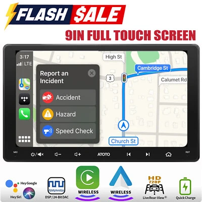ATOTO F7WE 9" Autoradio GPS Bluetooth Wireless e Android Auto Senza fili CarPlay