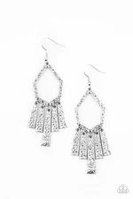 Paparazzi Earring - Museum Find - Silver Hammered shimmery detail rustic flair 