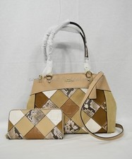CONJUNTO Bolso de Mano/Bolso de Hombro Brooke Coach F31533 + Cartera en Madera de Haya Multi