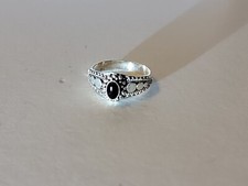 Natural Black Onyx Gemstone 925 Sterling Silver Women Ring Size 7