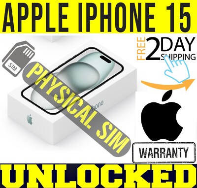 APPLE IPHONE 15 128GB BLACK (UNLOCKED) ✓PHYSICAL SIM TRAY