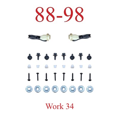 34Pc 88 98 Work Truck To Silverado Grill Install Kit, Parking, Side, Head Lights