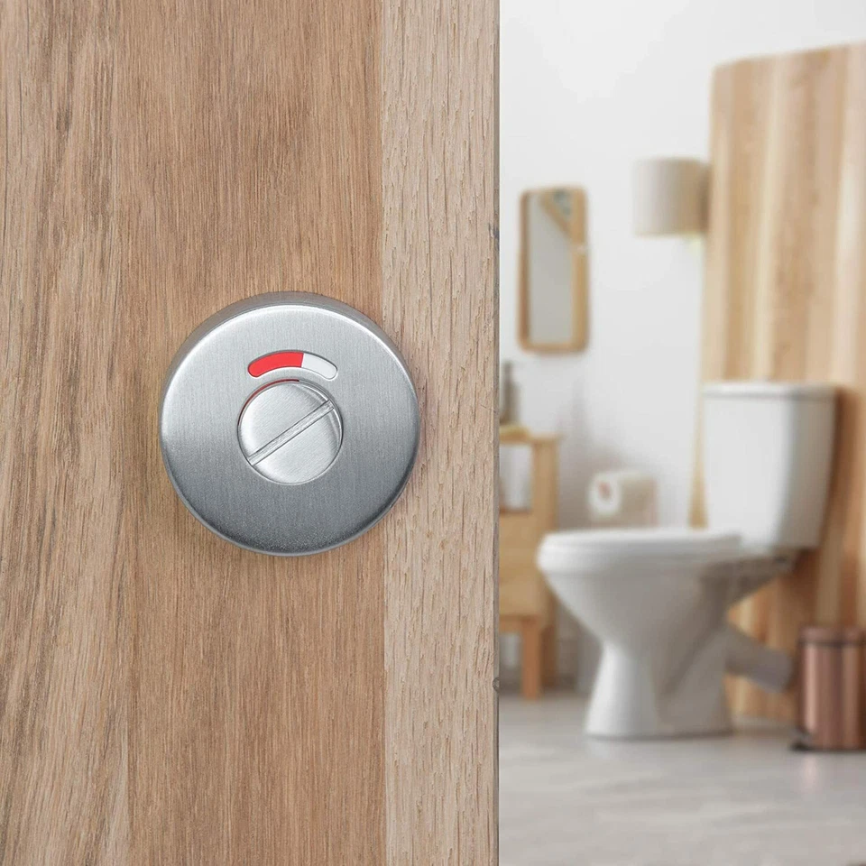 Edelstahl Türrosette rund WC Abdeckung WC-Rosette Blende WC-Verriegelung silber - Bild 4 von 4