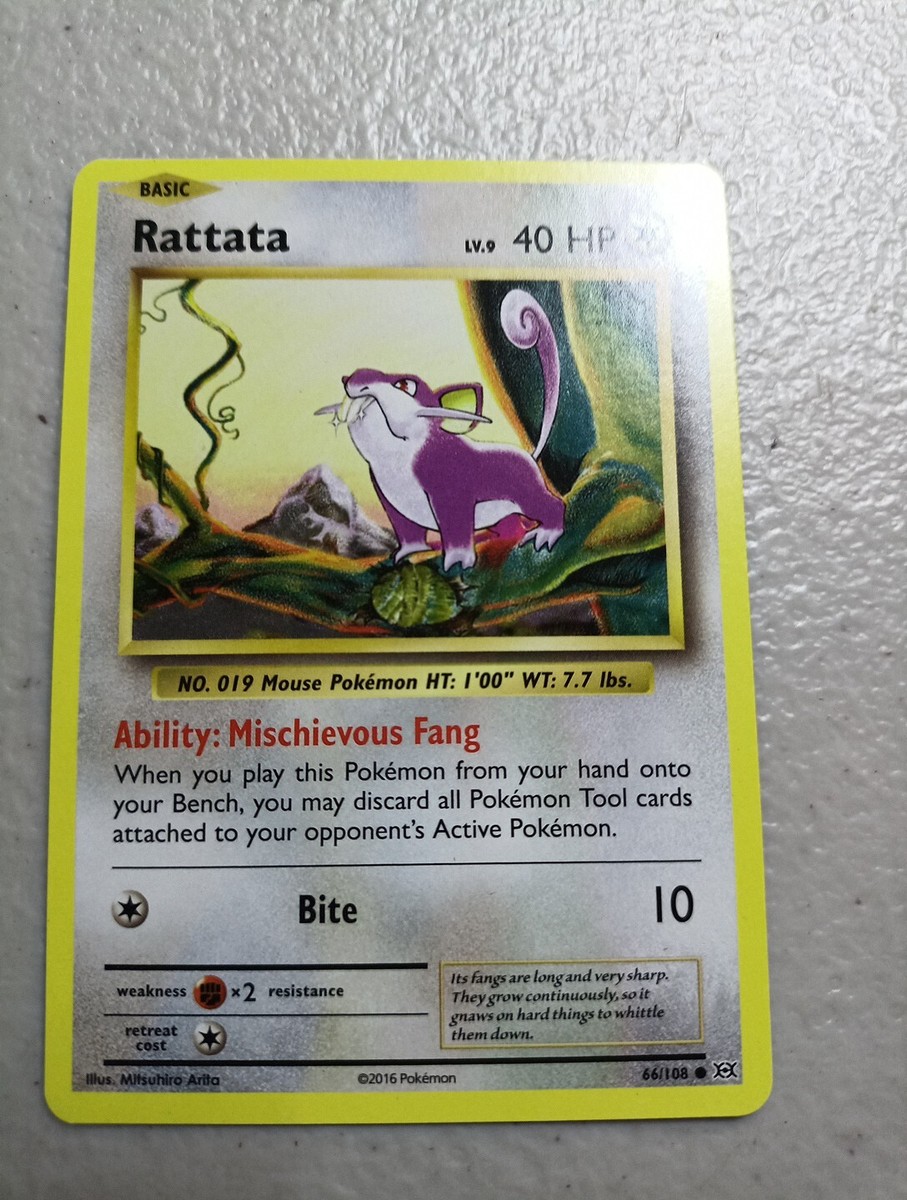 rattata pokemon card value 2016 66/108 Reverse Holo Search your deck for a Basic Pokemon and put it onto your Bench Pokemon Single Card TEAM ROCKET