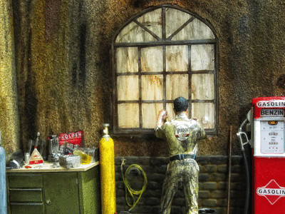 2 Fenster Rahmen Bausatz für Diorama Werkstatt Halle Garage 1/18 Deko