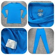 Rugged Frontier Womens Long Johns SET Medium Waffle Activewear Base Layer Blue