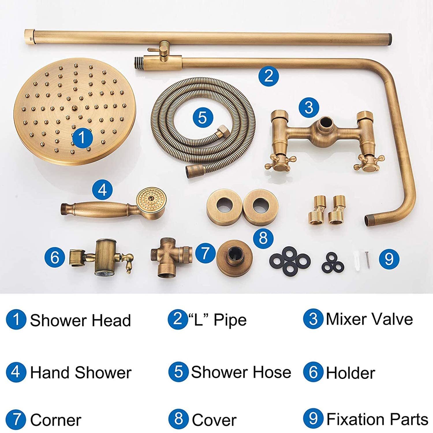 Bathroom Shower Faucet Set with Tub Filler 8" Rainfall Shower Fixture Wall Mount