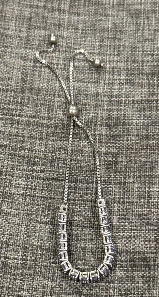 Sterling Silver~Adjustable Genuine Oval Amethyst Tennis Bracelet~9g - Image 3 of 4