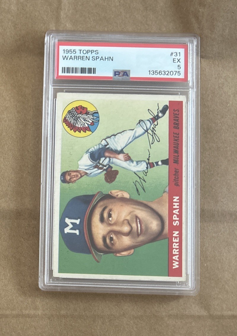 1955 Topps Baseball Warren Spahn Milwaukee Braves Card #31 PSA 5
