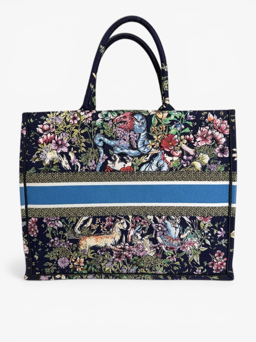 CHRISTIAN DIOR D Constellation Embroidery Book Tote Large Navy
