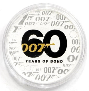 2022 Tuvalu 1 oz .9999 Ag 007 James Bond 60 Years of Bond Coin in Capsule