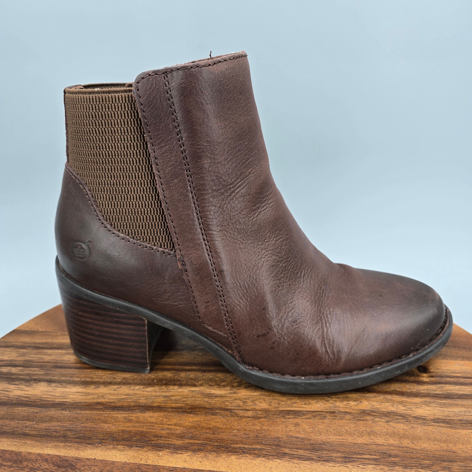 Born Chelsea Boots Women's 8.5 M Brown Leather Block Heel Side Zip Comfort-image