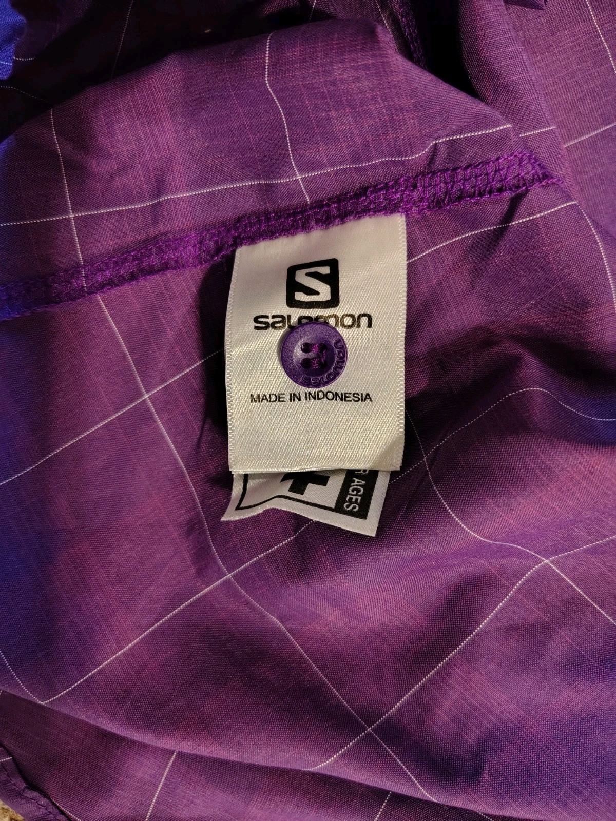 Camicia Salomon donna piccola viola bottoni a quadri pelle avanzata outdoor campeggio escursione