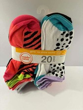 Wonder Nation Girls No Show Socks 4-10 20 pairs