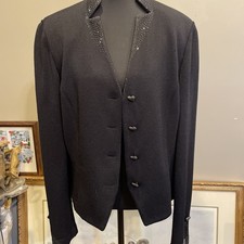 St. John Black Evening Blazer/Jacket with Rhinestones- Size 12