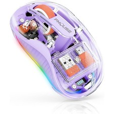  MOUSE Stunning Transparent Wireless Mouse, Dual Bluetooth Purple