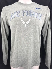 NEW USAF Air Force Falcons Nike Dri-Fit Gray LS Crew Neck Tee T-Shirt Men's L