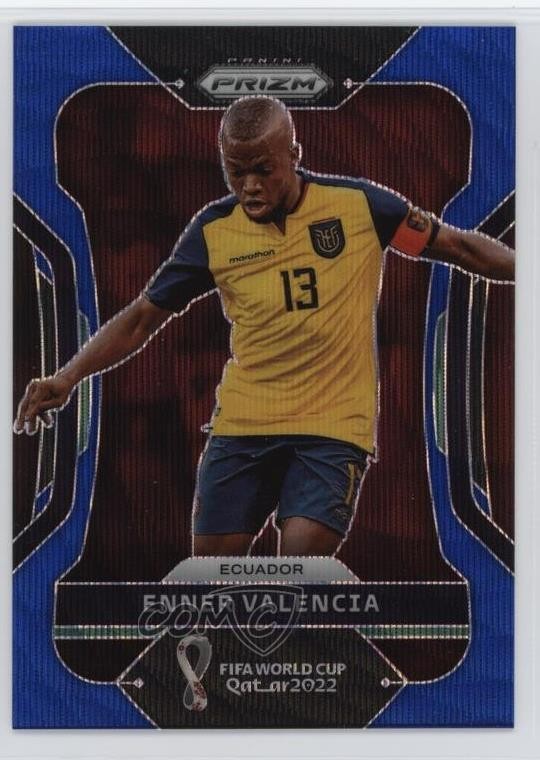 2022 Panini Prizm World Cup Qatar Blue Wave Prizm 10/199 Enner Valencia #77 hg6
