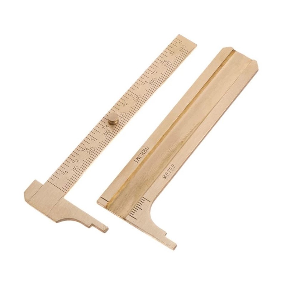 Feed Ruler Ruler Vernier Caliper Copper Double Scale Pocket Ruler Vernier Caliper ...