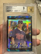 2002 Bowman Chrome X-Fractors #391 Joe Mauer Autograph BGS 9 Minnesota Twins