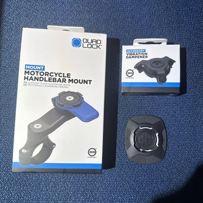 QUAD LOCK Motorcycle Handlebar Mount + Vibration Dampener + Universal Adapter
