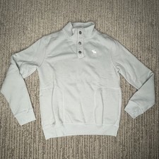 Abercrombie Kids Size 11/12 Boys Sweater Long Sleeve Pullover Button Gray Teal