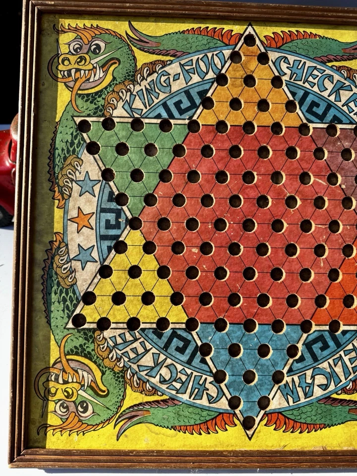 Antique 1938 Checker King Foo Chinese Checkers Board /Checkerboard Straits Mfg - Image 2 of 4